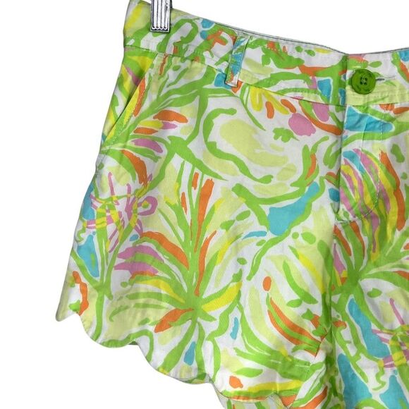 Lilly Pulitzer The Buttercup Short Women 6 Green Multi Callahan Floral Scalloped - Picture 3 of 8